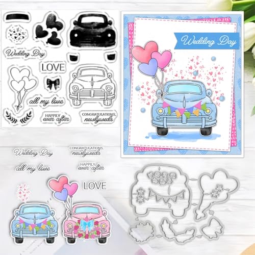 Sredwtk Hochzeit Hochzeitsauto Stempel und Stanzen Set,Silikonstempel und Stanzen Set,Stanzschablonen und Stempelset,Clear Stamp und Stanzschablone Für DIY Scrapbooking Fotoalbum Dekor Karten Sredwtk Hochzeit Hochzeitsauto Stempel und Stanzen Set,Silikonstempel und Stanzen Set,Stanzschablonen und Stempelset,Clear Stamp und Stanzschablone Für DIY Scrapbooking Fotoalbum Dekor Karten von Sredwtk