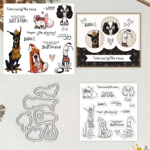 Sredwtk Hunde Freunde Tiere Stanzschablonen und Stempelset,Stempel und Stanzen Set,Silikonstempel und Stanzen Set,Clear Stamp und Stanzschablone Für DIY Scrapbooking Fotoalbum Dekor Karten Sredwtk Hunde Freunde Tiere Stanzschablonen und Stempelset,Stempel und Stanzen Set,Silikonstempel und Stanzen Set,Clear Stamp und Stanzschablone Für DIY Scrapbooking Fotoalbum Dekor Karten von Sredwtk