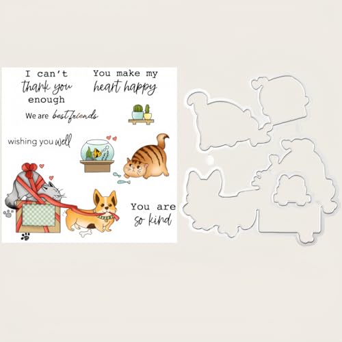 Sredwtk Hunde und Katzen Stanzschablonen und Stempelset,Stempel und Stanzen Set,Silikonstempel und Stanzen Set,Clear Stamp und Stanzschablone Für DIY Scrapbooking Fotoalbum Dekor Karten Sredwtk Hunde und Katzen Stanzschablonen und Stempelset,Stempel und Stanzen Set,Silikonstempel und Stanzen Set,Clear Stamp und Stanzschablone Für DIY Scrapbooking Fotoalbum Dekor Karten von Sredwtk