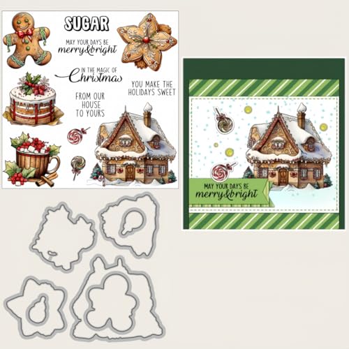 Sredwtk Ingwerkuchen Haus Stanzschablonen und Stempelset,Stempel und Stanzen Set,Silikonstempel und Stanzen Set,Clear Stamp und Stanzschablone Für DIY Scrapbooking Fotoalbum Dekor Karten Sredwtk Ingwerkuchen Haus Stanzschablonen und Stempelset,Stempel und Stanzen Set,Silikonstempel und Stanzen Set,Clear Stamp und Stanzschablone Für DIY Scrapbooking Fotoalbum Dekor Karten von Sredwtk