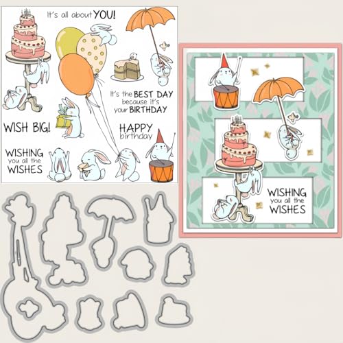 Sredwtk Kaninchen Kuchen Geburtstag Stanzschablonen und Stempelset,Stempel und Stanzen Set,Silikonstempel und Stanzen Set,Clear Stamp und Stanzschablone Für DIY Scrapbooking Fotoalbum Dekor Karten Sredwtk Kaninchen Kuchen Geburtstag Stanzschablonen und Stempelset,Stempel und Stanzen Set,Silikonstempel und Stanzen Set,Clear Stamp und Stanzschablone Für DIY Scrapbooking Fotoalbum Dekor Karten von Sredwtk