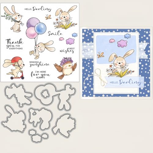 Sredwtk Kaninchen Vogel Ostern Frühling Stanzschablonen und Stempelset,Stempel und Stanzen Set,Silikonstempel und Stanzen Set,Clear Stamp und Stanzschablone Für DIY Scrapbooking Fotoalbum Dekor Karten Sredwtk Kaninchen Vogel Ostern Frühling Stanzschablonen und Stempelset,Stempel und Stanzen Set,Silikonstempel und Stanzen Set,Clear Stamp und Stanzschablone Für DIY Scrapbooking Fotoalbum Dekor Karten von Sredwtk