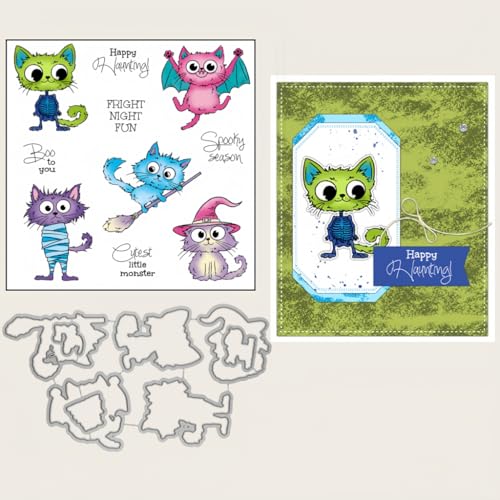 Sredwtk Katze Vogel Tiere Halloween Stempel und Stanzen Set,Silikonstempel und Stanzen Set,Stanzschablonen und Stempelset,Clear Stamp und Stanzschablone Für DIY Scrapbooking Fotoalbum Dekor Karten (A) Sredwtk Katze Vogel Tiere Halloween Stempel und Stanzen Set,Silikonstempel und Stanzen Set,Stanzschablonen und Stempelset,Clear Stamp und Stanzschablone Für DIY Scrapbooking Fotoalbum Dekor Karten (A) von Sredwtk