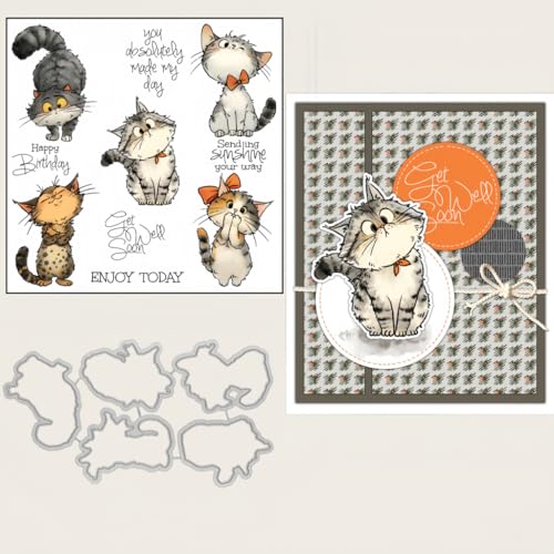 Sredwtk Katzen Geburtstag Stanzschablonen und Stempelset,Stempel und Stanzen Set,Silikonstempel und Stanzen Set,Clear Stamp und Stanzschablone Für DIY Scrapbooking Fotoalbum Dekor Karten Sredwtk Katzen Geburtstag Stanzschablonen und Stempelset,Stempel und Stanzen Set,Silikonstempel und Stanzen Set,Clear Stamp und Stanzschablone Für DIY Scrapbooking Fotoalbum Dekor Karten von Sredwtk