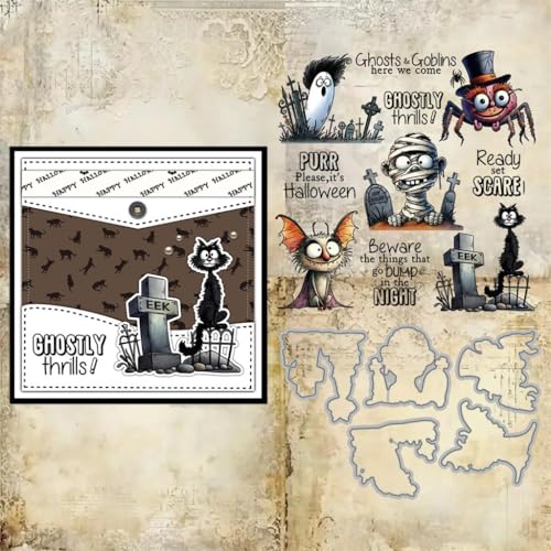 Sredwtk Katzen Halloween Stempel und Stanzen Set,Silikonstempel und Stanzen Set,Stanzschablonen und Stempelset,Clear Stamp und Stanzschablone Für DIY Scrapbooking Fotoalbum Dekor Karten Sredwtk Katzen Halloween Stempel und Stanzen Set,Silikonstempel und Stanzen Set,Stanzschablonen und Stempelset,Clear Stamp und Stanzschablone Für DIY Scrapbooking Fotoalbum Dekor Karten von Sredwtk