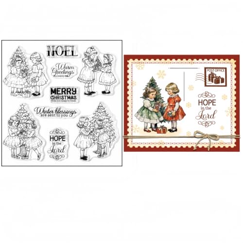 Sredwtk Kinder Weihnachtsbaum Clear Stamps Für DIY Scrapbooking Weihnachten Silikonstempel Transparente Stempel Siegel Für Kartenherstellung Tagebuch Fotoalbum Geburtstag Hochzeit Weihnachten von Sredwtk