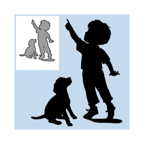 Sredwtk Kinder und Hunde Stanzschablonen Baby Cutting Dies Prägeschablonen Stanzformen Schablonen Für Scrapbooking, Fotopapier 3D Karten Handwerk Prägen DIY Herstellung Geschenk von Sredwtk