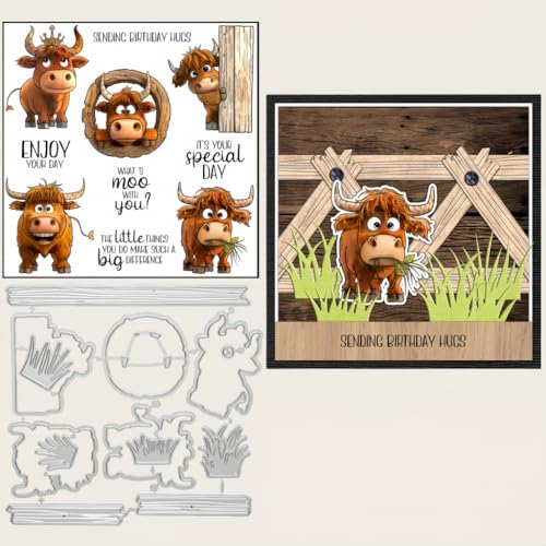 Sredwtk Kuh Tiere Geburtstag Stanzschablonen und Stempelset,Stempel und Stanzen Set,Silikonstempel und Stanzen Set,Clear Stamp und Stanzschablone Für DIY Scrapbooking Fotoalbum Dekor Karten Sredwtk Kuh Tiere Geburtstag Stanzschablonen und Stempelset,Stempel und Stanzen Set,Silikonstempel und Stanzen Set,Clear Stamp und Stanzschablone Für DIY Scrapbooking Fotoalbum Dekor Karten von Sredwtk