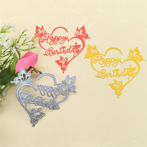 Sredwtk Liebe Schmetterlinge Happy Birthday Stanzschablonen Geburtstag Metall Prägeschablonen Stanzformen Schneiden für DIY Karte Sammelalbum Scrapbooking Fotoalbum Deko von Sredwtk