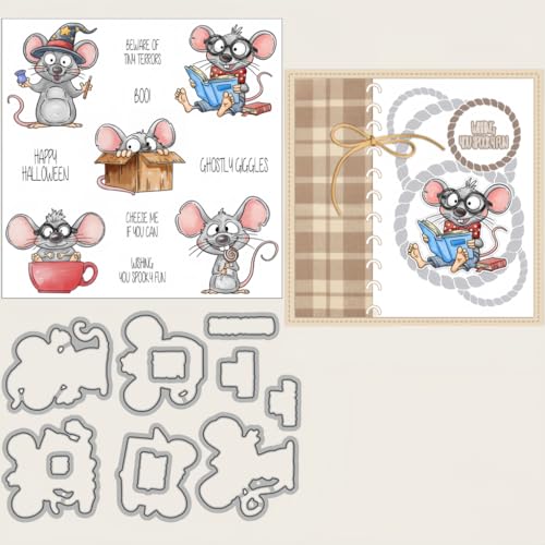 Sredwtk Mäuse Halloween Stanzschablonen und Stempelset,Stempel und Stanzen Set,Silikonstempel und Stanzen Set,Clear Stamp und Stanzschablone Für DIY Scrapbooking Fotoalbum Dekor Karten Sredwtk Mäuse Halloween Stanzschablonen und Stempelset,Stempel und Stanzen Set,Silikonstempel und Stanzen Set,Clear Stamp und Stanzschablone Für DIY Scrapbooking Fotoalbum Dekor Karten von Sredwtk