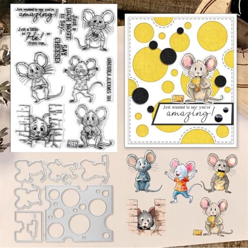 Sredwtk Mäuse Käse Stanzschablonen und Stempelset,Stempel und Stanzen Set,Silikonstempel und Stanzen Set,Clear Stamp und Stanzschablone Für DIY Scrapbooking Fotoalbum Dekor Karten Sredwtk Mäuse Käse Stanzschablonen und Stempelset,Stempel und Stanzen Set,Silikonstempel und Stanzen Set,Clear Stamp und Stanzschablone Für DIY Scrapbooking Fotoalbum Dekor Karten von Sredwtk