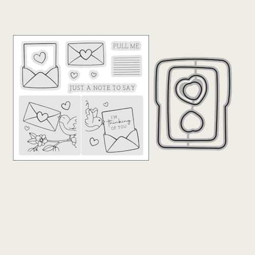 Sredwtk Mail Vögel Stempel und Stanzen Set,Silikonstempel und Stanzen Set,Stanzschablonen und Stempelset,Clear Stamp und Stanzschablone Für DIY Scrapbooking Fotoalbum Dekor Karten (A) von Sredwtk