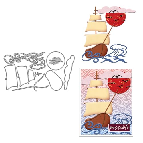 Sredwtk Meer Segelboot Stanzschablonen Geburtstag Weihnachten Metall Prägeschablonen Stanzformen Schneiden für DIY Karte Sammelalbum Scrapbooking Fotoalbum Deko von Sredwtk