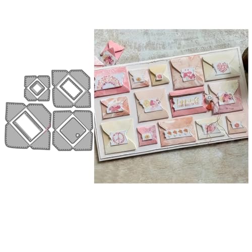 Sredwtk Mini 3D Umschlag Stanzschablonen Umschlag Metall Prägeschablonen Stanzformen Schneiden für DIY Karte Sammelalbum Scrapbooking Fotoalbum Deko Cutting Dies (D) von Sredwtk