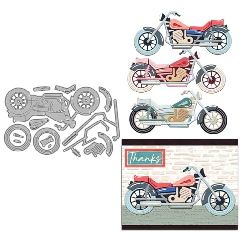 Sredwtk Motorrad Stanzschablonen Geburtstag Weihnachten Metall Prägeschablonen Stanzformen Schneiden für DIY Karte Sammelalbum Scrapbooking Fotoalbum Deko von Sredwtk
