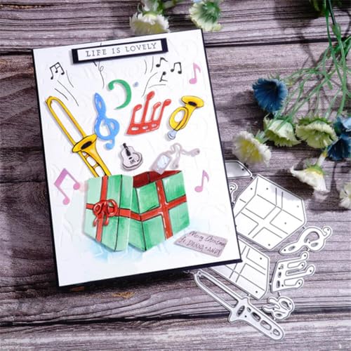 Sredwtk Musikbox Geschenke Stanzschablonen Geburtstag Weihnachten Metall Prägeschablonen Stanzformen Schneiden für DIY Karte Sammelalbum Scrapbooking Fotoalbum Deko von Sredwtk