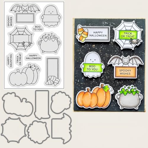 Sredwtk Nachrichtenbrett Halloween Stanzschablonen und Stempelset,Stempel und Stanzen Set,Silikonstempel und Stanzen Set,Clear Stamp und Stanzschablone Für DIY Scrapbooking Fotoalbum Dekor Karten Sredwtk Nachrichtenbrett Halloween Stanzschablonen und Stempelset,Stempel und Stanzen Set,Silikonstempel und Stanzen Set,Clear Stamp und Stanzschablone Für DIY Scrapbooking Fotoalbum Dekor Karten von Sredwtk