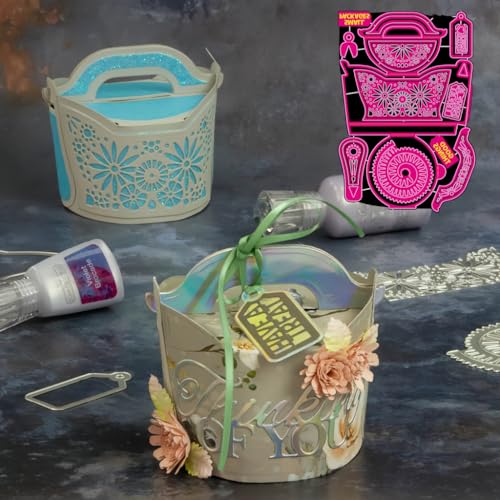 Sredwtk Pail Box Geschenkbox Stanzschablonen Schachtel Stanzschablonen Box Metall Prägeschablonen Stanzmaschine Stanzformen Schablonen für DIY 3D Keksbox Süßigkeitenbox von Sredwtk