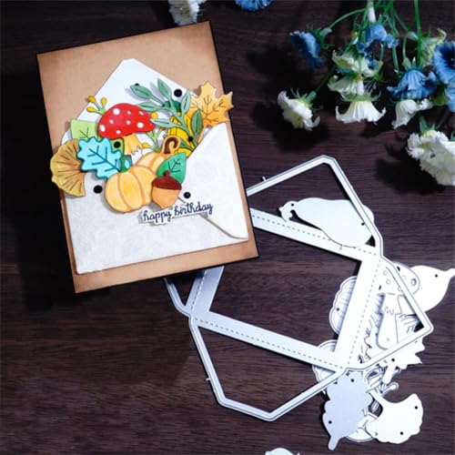 Sredwtk Pilze Kürbis Blätterfall Umschlag Stanzschablonen Herbst Metall Prägeschablonen Stanzformen Schneiden für DIY Karte Sammelalbum Scrapbooking Fotoalbum Deko von Sredwtk