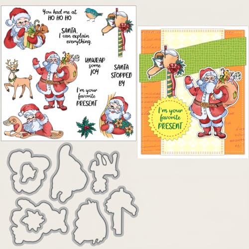 Sredwtk Postfach Weihnachtsmann Stanzschablonen und Stempelset,Stempel und Stanzen Set,Silikonstempel und Stanzen Set,Clear Stamp und Stanzschablone Für DIY Scrapbooking Fotoalbum Dekor Karten von Sredwtk