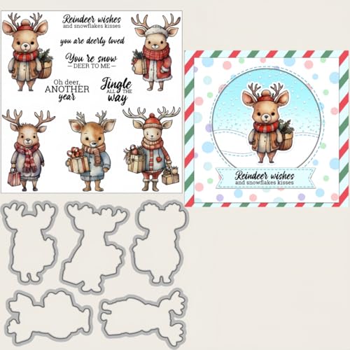 Sredwtk Rentier Wünsche Weihnachten Stanzschablonen und Stempelset,Stempel und Stanzen Set,Silikonstempel und Stanzen Set,Clear Stamp und Stanzschablone Für DIY Scrapbooking Fotoalbum Dekor Karten Sredwtk Rentier Wünsche Weihnachten Stanzschablonen und Stempelset,Stempel und Stanzen Set,Silikonstempel und Stanzen Set,Clear Stamp und Stanzschablone Für DIY Scrapbooking Fotoalbum Dekor Karten von Sredwtk