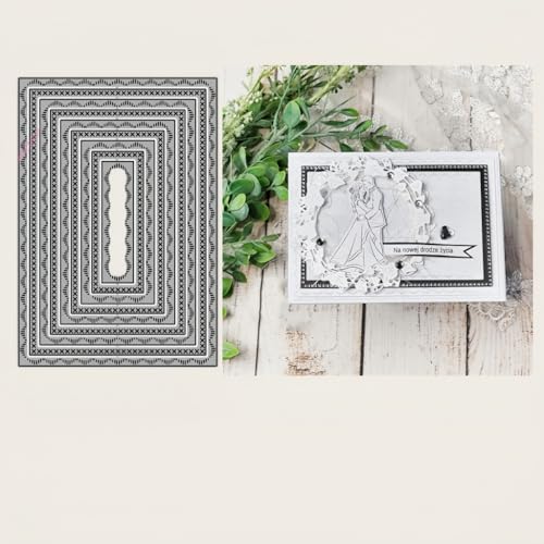 Sredwtk Rund Rechteckig Quadratisch Rahmen Stanzschablonen Geburtstag Weihnachten Metall Prägeschablonen Stanzformen Schneiden für DIY Karte Sammelalbum Scrapbooking Fotoalbum Deko (B) von Sredwtk