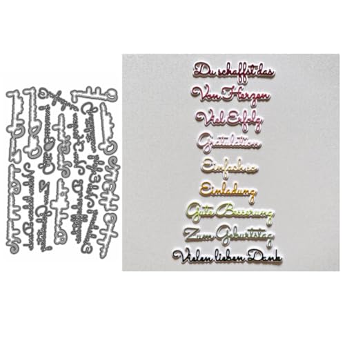 Sredwtk Schriften Deutsch Stanzschablonen Metall Prägeschablonen Stanzformen Schneiden für DIY Karte Sammelalbum Scrapbooking Fotoalbum Deko Cutting Dies von Sredwtk