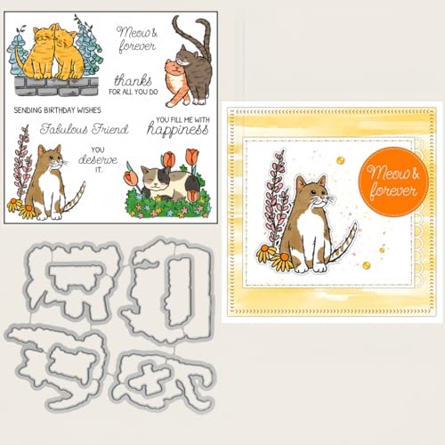 Sredwtk Segen Katzen Geburtstag Stanzschablonen und Stempelset,Stempel und Stanzen Set,Silikonstempel und Stanzen Set,Clear Stamp und Stanzschablone Für DIY Scrapbooking Fotoalbum Dekor Karten Sredwtk Segen Katzen Geburtstag Stanzschablonen und Stempelset,Stempel und Stanzen Set,Silikonstempel und Stanzen Set,Clear Stamp und Stanzschablone Für DIY Scrapbooking Fotoalbum Dekor Karten von Sredwtk