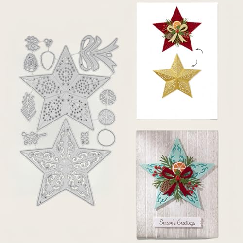 Sredwtk Stern Weihnachten Stanzschablonen Weihnachten 3D Stern Metall Prägeschablonen Stanzformen Schneiden für DIY Karte Sammelalbum Scrapbooking Fotoalbum Deko von Sredwtk