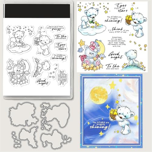 Sredwtk Sterne Bären Stanzschablonen und Stempelset,Stempel und Stanzen Set,Silikonstempel und Stanzen Set,Clear Stamp und Stanzschablone Für DIY Scrapbooking Fotoalbum Dekor Karten Sredwtk Sterne Bären Stanzschablonen und Stempelset,Stempel und Stanzen Set,Silikonstempel und Stanzen Set,Clear Stamp und Stanzschablone Für DIY Scrapbooking Fotoalbum Dekor Karten von Sredwtk