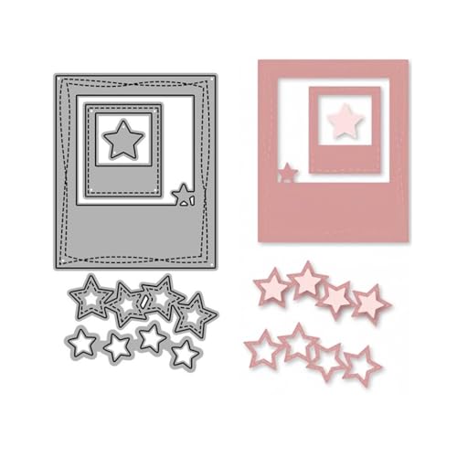 Sredwtk Sterne Fotorahmen Stanzschablonen Geburtstag Weihnachten Metall Prägeschablonen Stanzformen Schneiden für DIY Karte Sammelalbum Scrapbooking Fotoalbum Deko von Sredwtk
