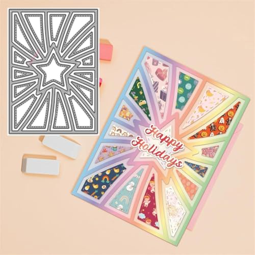 Sredwtk Sterne Rahmen Hintergrund Stanzschablonen Geburtstag Weihnachten Metall Prägeschablonen Stanzformen Schneiden für DIY Karte Sammelalbum Scrapbooking Fotoalbum Deko (D) von Sredwtk
