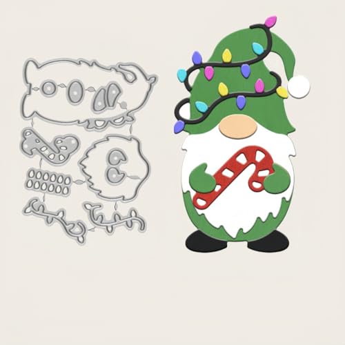 Sredwtk Süßigkeiten Gnome Stanzschablonen Weihnachten Wichtel Metall Prägeschablonen Stanzformen Schneiden für DIY Karte Sammelalbum Scrapbooking Fotoalbum Deko von Sredwtk