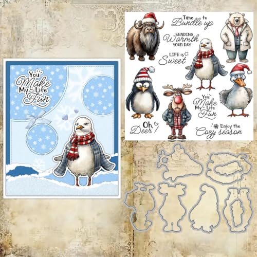 Sredwtk Tiere im Winter Weihnachten Stempel und Stanzen Set,Silikonstempel und Stanzen Set,Stanzschablonen und Stempelset,Clear Stamp und Stanzschablone Für DIY Scrapbooking Fotoalbum Dekor Karten Sredwtk Tiere im Winter Weihnachten Stempel und Stanzen Set,Silikonstempel und Stanzen Set,Stanzschablonen und Stempelset,Clear Stamp und Stanzschablone Für DIY Scrapbooking Fotoalbum Dekor Karten von Sredwtk