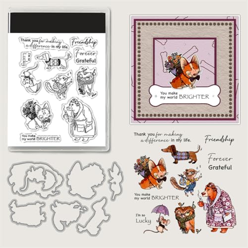 Sredwtk Tierfreunde Tiere Stempel und Stanzen Set,Silikonstempel und Stanzen Set,Stanzschablonen und Stempelset,Clear Stamp und Stanzschablone Für DIY Scrapbooking Fotoalbum Dekor Karten Sredwtk Tierfreunde Tiere Stempel und Stanzen Set,Silikonstempel und Stanzen Set,Stanzschablonen und Stempelset,Clear Stamp und Stanzschablone Für DIY Scrapbooking Fotoalbum Dekor Karten von Sredwtk