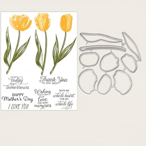 Sredwtk Tulpen Muttertag Stanzschablonen und Stempelset,Stempel und Stanzen Set,Silikonstempel und Stanzen Set,Clear Stamp und Stanzschablone Für DIY Scrapbooking Fotoalbum Dekor Karten Sredwtk Tulpen Muttertag Stanzschablonen und Stempelset,Stempel und Stanzen Set,Silikonstempel und Stanzen Set,Clear Stamp und Stanzschablone Für DIY Scrapbooking Fotoalbum Dekor Karten von Sredwtk