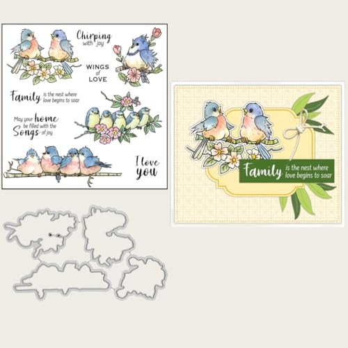 Sredwtk Vogel Familie Stanzschablonen und Stempelset,Stempel und Stanzen Set,Silikonstempel und Stanzen Set,Clear Stamp und Stanzschablone Für DIY Scrapbooking Fotoalbum Dekor Karten Sredwtk Vogel Familie Stanzschablonen und Stempelset,Stempel und Stanzen Set,Silikonstempel und Stanzen Set,Clear Stamp und Stanzschablone Für DIY Scrapbooking Fotoalbum Dekor Karten von Sredwtk