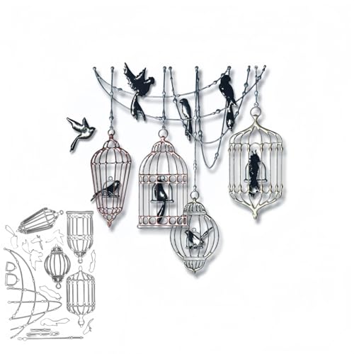 Sredwtk Vogel Vogelkäfig Stanzschablonen Halloween Metall Prägeschablonen Stanzformen Schneiden für DIY Karte Sammelalbum Scrapbooking Fotoalbum Deko von Sredwtk