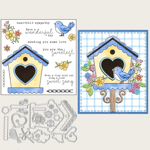 Sredwtk Vogelhaus Vögel Stanzschablonen und Stempelset,Stempel und Stanzen Set,Silikonstempel und Stanzen Set,Clear Stamp und Stanzschablone Für DIY Scrapbooking Fotoalbum Dekor Karten Sredwtk Vogelhaus Vögel Stanzschablonen und Stempelset,Stempel und Stanzen Set,Silikonstempel und Stanzen Set,Clear Stamp und Stanzschablone Für DIY Scrapbooking Fotoalbum Dekor Karten von Sredwtk
