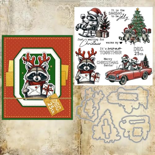 Sredwtk Waschbären Weihnachten Stempel und Stanzen Set,Silikonstempel und Stanzen Set,Stanzschablonen und Stempelset,Clear Stamp und Stanzschablone Für DIY Scrapbooking Fotoalbum Dekor Karten Sredwtk Waschbären Weihnachten Stempel und Stanzen Set,Silikonstempel und Stanzen Set,Stanzschablonen und Stempelset,Clear Stamp und Stanzschablone Für DIY Scrapbooking Fotoalbum Dekor Karten von Sredwtk
