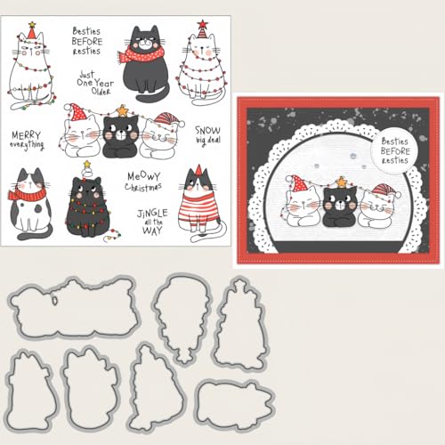 Sredwtk Weihnachten Katzen Stanzschablonen und Stempelset,Stempel und Stanzen Set,Silikonstempel und Stanzen Set,Clear Stamp und Stanzschablone Für DIY Scrapbooking Fotoalbum Dekor Karten Sredwtk Weihnachten Katzen Stanzschablonen und Stempelset,Stempel und Stanzen Set,Silikonstempel und Stanzen Set,Clear Stamp und Stanzschablone Für DIY Scrapbooking Fotoalbum Dekor Karten von Sredwtk
