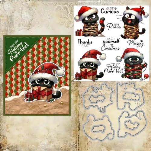 Sredwtk Weihnachten Katzen Stempel und Stanzen Set,Silikonstempel und Stanzen Set,Stanzschablonen und Stempelset,Clear Stamp und Stanzschablone Für DIY Scrapbooking Fotoalbum Dekor Karten Sredwtk Weihnachten Katzen Stempel und Stanzen Set,Silikonstempel und Stanzen Set,Stanzschablonen und Stempelset,Clear Stamp und Stanzschablone Für DIY Scrapbooking Fotoalbum Dekor Karten von Sredwtk