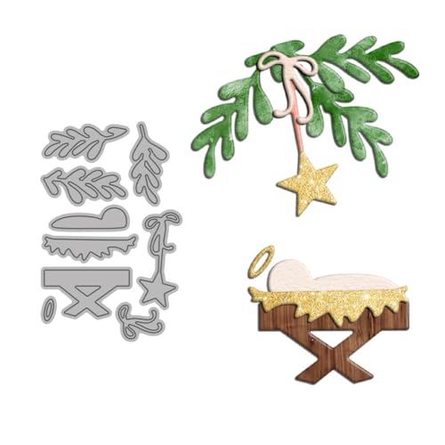 Sredwtk Weihnachten Krippe Stanzschablonen Weihnachten Metall Prägeschablonen Stanzformen Schneiden für DIY Karte Sammelalbum Scrapbooking Fotoalbum Deko von Sredwtk