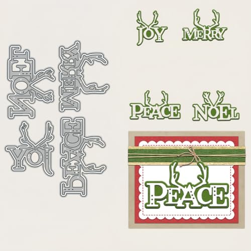 Sredwtk Weihnachten Schriftzüge Stanzschablonen Weihnachten Schrift Metall Prägeschablonen Stanzformen Schneiden für DIY Karte Sammelalbum Scrapbooking Fotoalbum Deko von Sredwtk