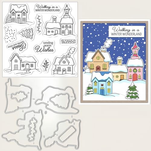 Sredwtk Weihnachten Winter Wunderland Stanzschablonen und Stempelset,Stempel und Stanzen Set,Silikonstempel und Stanzen Set,Clear Stamp und Stanzschablone Für DIY Scrapbooking Fotoalbum Dekor Karten Sredwtk Weihnachten Winter Wunderland Stanzschablonen und Stempelset,Stempel und Stanzen Set,Silikonstempel und Stanzen Set,Clear Stamp und Stanzschablone Für DIY Scrapbooking Fotoalbum Dekor Karten von Sredwtk