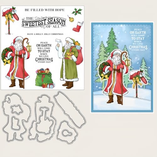 Sredwtk Weihnachtsmann Stanzschablonen und Stempelset,Stempel und Stanzen Set,Silikonstempel und Stanzen Set,Clear Stamp und Stanzschablone Für DIY Scrapbooking Fotoalbum Dekor Karten Sredwtk Weihnachtsmann Stanzschablonen und Stempelset,Stempel und Stanzen Set,Silikonstempel und Stanzen Set,Clear Stamp und Stanzschablone Für DIY Scrapbooking Fotoalbum Dekor Karten von Sredwtk