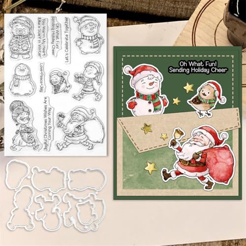 Sredwtk Weihnachtsmann und Tiere Stanzschablonen und Stempelset,Stempel und Stanzen Set,Silikonstempel und Stanzen Set,Clear Stamp und Stanzschablone Für DIY Scrapbooking Fotoalbum Dekor Karten Sredwtk Weihnachtsmann und Tiere Stanzschablonen und Stempelset,Stempel und Stanzen Set,Silikonstempel und Stanzen Set,Clear Stamp und Stanzschablone Für DIY Scrapbooking Fotoalbum Dekor Karten von Sredwtk