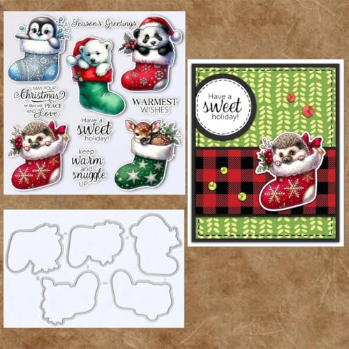 Sredwtk Weihnachtssocken Tiere Stempel und Stanzen Set,Silikonstempel und Stanzen Set,Stanzschablonen und Stempelset,Clear Stamp und Stanzschablone Für DIY Scrapbooking Fotoalbum Dekor Karten Sredwtk Weihnachtssocken Tiere Stempel und Stanzen Set,Silikonstempel und Stanzen Set,Stanzschablonen und Stempelset,Clear Stamp und Stanzschablone Für DIY Scrapbooking Fotoalbum Dekor Karten von Sredwtk