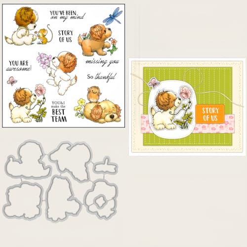 Sredwtk Welpen Blumen Stanzschablonen und Stempelset,Stempel und Stanzen Set,Silikonstempel und Stanzen Set,Clear Stamp und Stanzschablone Für DIY Scrapbooking Fotoalbum Dekor Karten Sredwtk Welpen Blumen Stanzschablonen und Stempelset,Stempel und Stanzen Set,Silikonstempel und Stanzen Set,Clear Stamp und Stanzschablone Für DIY Scrapbooking Fotoalbum Dekor Karten von Sredwtk