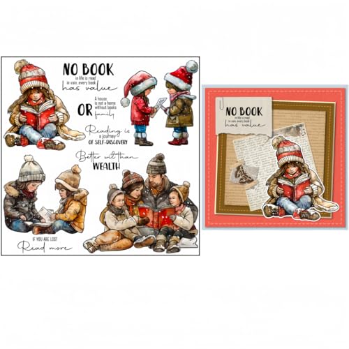 Sredwtk Winter Familien Kinder Clear Stamps Für DIY Scrapbooking Weihnachten Silikonstempel Transparente Stempel Siegel Für Kartenherstellung Tagebuch Fotoalbum Geburtstag Hochzeit Weihnachten von Sredwtk